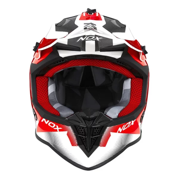 Casque Cross NOX N633 Fusion Blanc/Rouge – Image 3